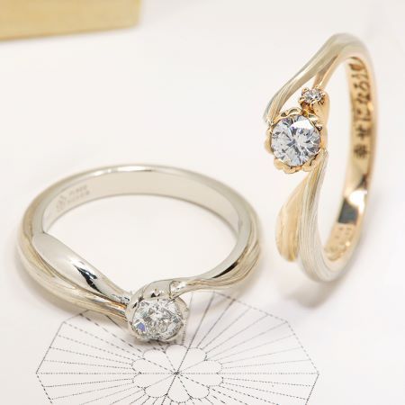 Sakura-Ichirin engagement ring ~only available at Mokumeganeya